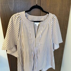 Pomander Place Finley Striped Flutter Sleeve Top - purple
